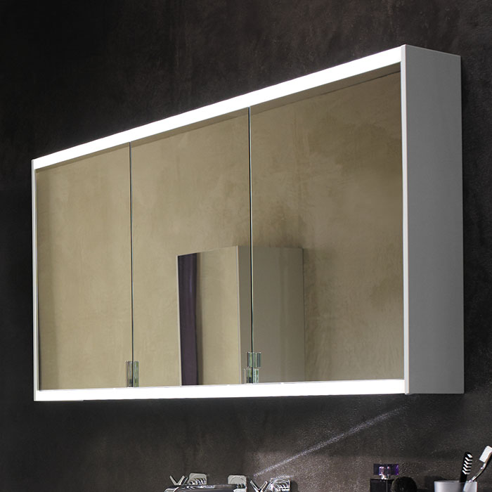 Зеркальный шкаф BurgBad Yso с LED подсветкой 1220х656х162 мм, белый матовый (SPHA120 L K0374) - Фото 1